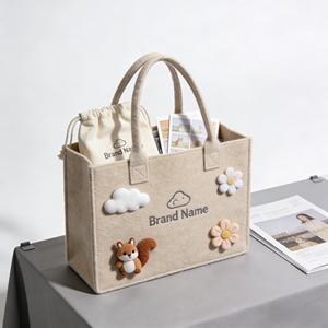 Custom <b>Christmas</b> Felt Tote <b>Bag</b> Cute Cartoon Design Reusable <b>Large</b> Capacity for Holiday Party Candy Storage Kids <b>Gift</b> Wrapping - Product Image 4