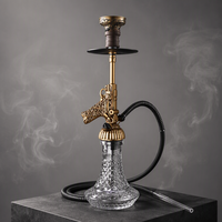 Set Hookah Bentuk Pistol dengan Batang Logam Berukir Desert Eagle, Vas Kaca Kristal, Shisha Narguile untuk Dekorasi Bar Lounge