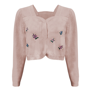 Maglione a manica lunga floreale di moda primavera personalizzato bianco ricamato da donna all'ingrosso Cardigan lavorato a <span class=keywords><strong>maglia</strong></span> corta da donna - Product Image 4