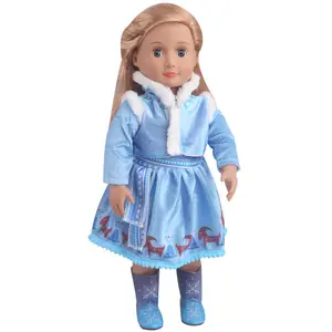 2020 नई फिट 18 इंच गुड़िया कपड़े सामान बेबी नवजात 43cm बैंगनी ब्लू के लिए बर्फ राजकुमारी कपड़े बच्चे जन्मदिन का उपहार