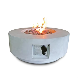Light Grey Concrete Natural Gas Round <b>Fire</b> <b>Pit</b> 30 Inches Outdoor <b>Fire</b> <b>Table</b> <b>with</b> Eco-Friendly Design for Camping Outdoor Heating - Product Image 3