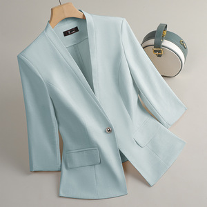 Women's Three Quarter Sleeve Blazer Solid Color Anti Wrinkle Professional Work Suit Slim Fit Spring New Style - Product Image 2