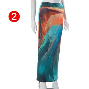 2 couleurs Femmes Été Nouvelle Mode Taille Haute Design Sense a Line Jupe <span class=keywords><strong>mi</strong></span>-longue Femmes Die Tye <span class=keywords><strong>Tutu</strong></span> Jupes - Product Image 6