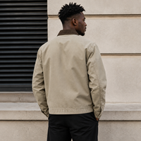 Blouson Bomber Detroit Vintage pour Homme en Coton Satiné Enduit Effet Vieilli avec Logo Frontal