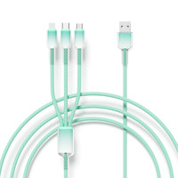 Kabel Pengisi Daya 3in1 Transparan Bergradasi 1.2M 3A, Kabel Multi Charger Nylon Kepang, 8Pin Type-C Micro USB untuk Komputer dan Ponsel