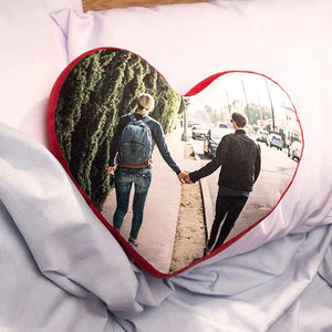 Logo personalizzato di alta qualità doppio stampato cuscino a forma di cuore morbido letto di coppia peluche cuscini decorativi - Product Image 1
