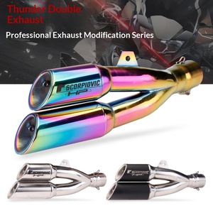 Nuevo Tubo de Escape Doble Negro/Plateado para Motocicleta Modificada CBR300 Ninja 250 Horizon R3 Huanglong <span class=keywords><strong>300</strong></span> con Doble Salida - Product Image 3