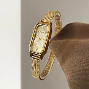 Luxury <b>Gold</b> Women Quartz <b>Watch</b> Elegant <b>Rectangle</b> Dial Mesh Strap Ladies Wrist <b>Watch</b> - Product Image 1
