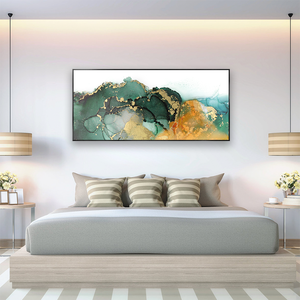 Tela di tela colorata astratta decorazione da parete fluido inchiostro <span class=keywords><strong>arte</strong></span> marmo tela da parete <span class=keywords><strong>arte</strong></span> verde e oro struttura in marmo Floater decorazione da parete - Product Image 2