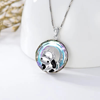 Bijoux animaux Collier pendentif vache mignon en argent sterling 925 avec cercle en cristal pour femmes