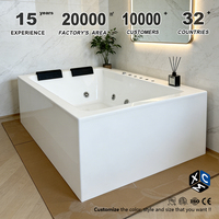 Baignoire de luxe en acrylique blanc pour 2 personnes, avec massage, hydromassage et bain à remous, 1800 mm, pour spa intérieur