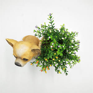 Plantes vertes bonsaï style chien de dessin animé, Pot en résine avec trou pour planteur de fleurs d'herbes succulentes - Product Image 5