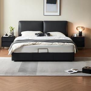 Letto Matrimoniale King Size con Design a Bordi Quadrati, Silenzioso, Antiscivolo, in Morbida Pelle, Ideale per Camera da Letto Principale - Product Image 1
