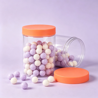Pot en plastique PET transparent à large ouverture de 250g pour soins de la peau, avec couvercle à vis orange, idéal pour les snacks, les compléments et les poudres - Vente en gros