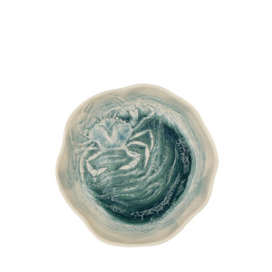 Piatto Fondo Mar Verde con Motivo Astratto Granchio 24cm, Piatto Decorativo per Frutti di Mare - Product Image 1
