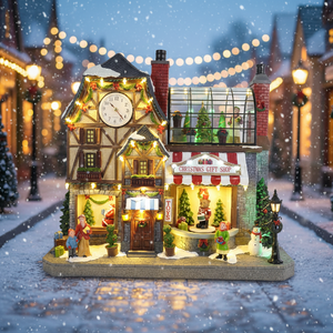 Maison de <span class=keywords><strong>jardin</strong></span> moderne en polyrésine avec horloge, musique et animations, décoration de Noël intérieure, artisanat de Noël, idée <span class=keywords><strong>cadeau</strong></span> pour le salon - Product Image 1