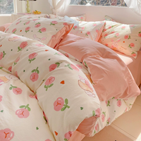 Exquisito Juego de Ropa de Cama de Cuatro Piezas de Tela Elástica Transpirable Estampada de Algodón y Spandex con Patrones de Dibujos Animados Personalizables