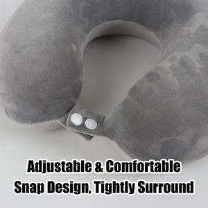 Juego de Almohadas de Viaje de Espuma Viscoelástica Pura para Adultos, Almohada de Soporte para el Cuello, Kit de Viaje en Avión con Antifaz - Gris Oscuro - Product Image 5