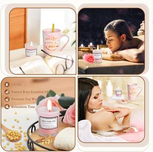 Custom Make Rose Bath Spa Get Well Soon <b>Gifts</b> with <b>Pink</b> Coffee Cup Gold Spoon Rose Scented Candle Birthday <b>Gift</b> Set for Women - Product Image 4