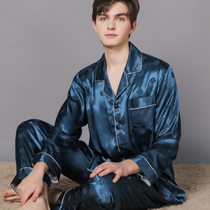 Nuovo <span class=keywords><strong>pigiama</strong></span> da <span class=keywords><strong>uomo</strong></span> personalizzato Button-Down morbido Casual 2 pezzi Set di abbigliamento per la casa per le caratteristiche termiche del soggiorno e del sonno - Product Image 4