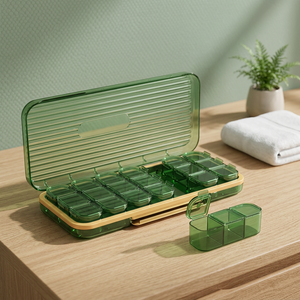 Linxikeji Sn12853 Boîte à pilules portable en plastique à 21 compartiments, grande capacité, étui à vitamines, organisateur hebdomadaire de voyage pour 7 jours, fabriqué au Guangdong - Product Image 4