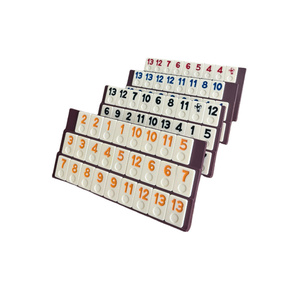 <span class=keywords><strong>Jeu</strong></span> <span class=keywords><strong>de</strong></span> tuiles <span class=keywords><strong>de</strong></span> rami <span class=keywords><strong>de</strong></span> luxe personnalisées avec supports <span class=keywords><strong>de</strong></span> domino en plastique pour divertissement en famille - Product Image 1