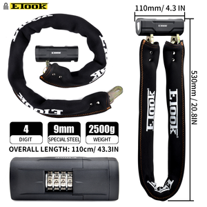 <span class=keywords><strong>Antivol</strong></span> de vélo électrique à combinaison en alliage de zinc ETOOK avec manchon <span class=keywords><strong>souple</strong></span> en EVA, cadenas de sécurité carré 9MM - Product Image 3