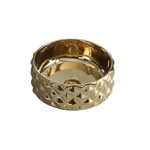 <span class=keywords><strong>Lavabo</strong></span> <span class=keywords><strong>da</strong></span> <span class=keywords><strong>Appoggio</strong></span> Moderno in Ceramica Argento e Oro, Resistente all'Acqua e Durevole, per Bagno Hotel HUIKLER - Product Image 3