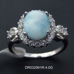 Anillo de Larimar Natural, Anillo de Plata de Ley con Larimar Dominicano, Anillo Solitario - Product Image 2