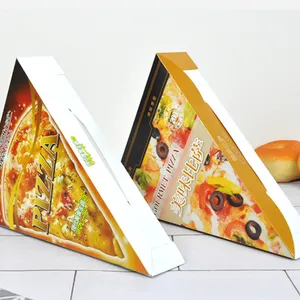 各种尺寸定制廉价便携式可重复使用瓦楞纸箱三角披萨盒储物带标志的白色纸盒
