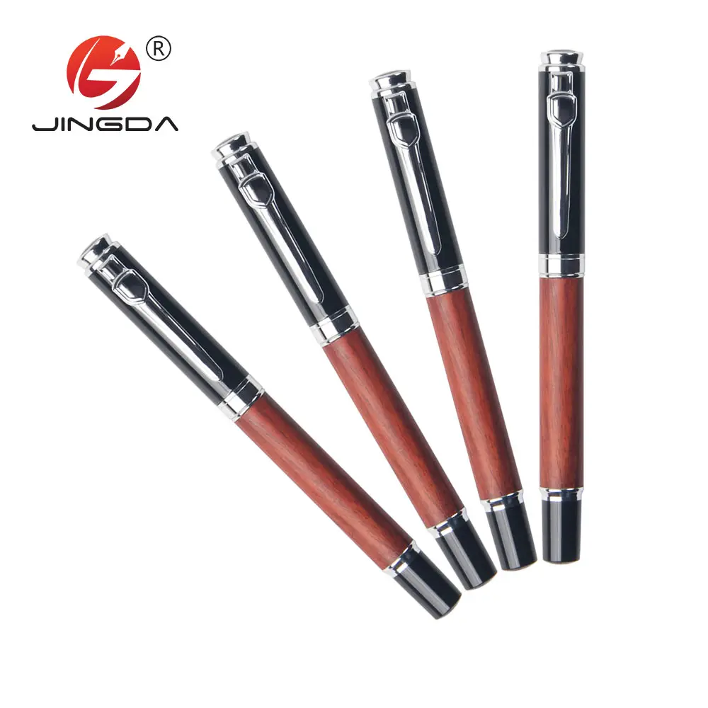 High quality metal and wooden material red sandal wood roller pen can packing with wooden box