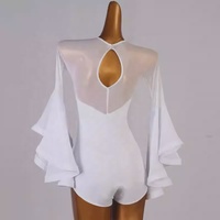 Nouvelle robe de danse moderne une pièce à manches cloche, robe de danse de salon standard, robe de danse sociale, magnifique robe de danse latine à dos nu