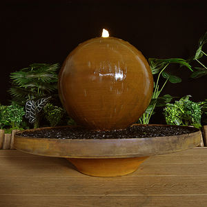 Fontaine en acier corten, moderne et écologique, avec LED, pour <span class=keywords><strong>jardin</strong></span> extérieur, cour et fête. - Product Image 4