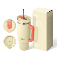 Gobelet isotherme personnalisé de 40 oz avec couvercle et paille, double paroi sous vide, pour l'aventure et les voyages, revêtement poudré, couleur et logo personnalisés