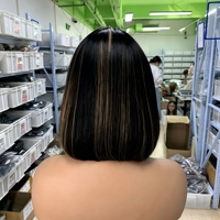 Perruque Bob Droite en Cheveux Humains avec Frange, Perruque Bob Lace Front 13x4, Cheveux Vierges Alignés, Mèches, Vente en Gros pour Revendeurs
