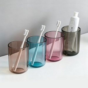 Nahe Toothbrush Cup Transparent Plastic 2 In Wide Minimalist Design For Bathroom Use - Product Image 4