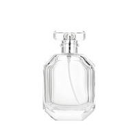 Flacon de parfum en verre transparent de luxe, personnalisé, populaire, carré, épais, avec pulvérisateur, 100 ml, vente en gros