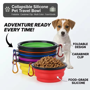 Bol pliable <span class=keywords><strong>en</strong></span> silicone <span class=keywords><strong>pour</strong></span> animaux de compagnie, grande capacité 1000 ml, avec mousqueton, <span class=keywords><strong>pour</strong></span> voyages, extérieur, portable, <span class=keywords><strong>pour</strong></span> chiens et chats - Product Image 1