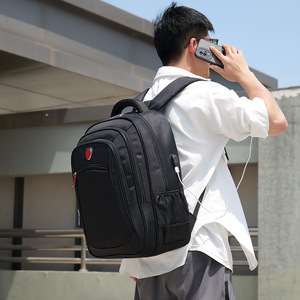 Men's <b>Backpack</b> <b>Black</b> 20-35L With Usb Port For Travel And School - Product Image 1