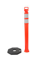 Poteau de signalisation routière flexible réfléchissant en PE de 1250 mm avec base en caoutchouc noir pour la sécurité routière