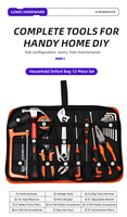 Kit d'outils à main pour l'entretien de la maison et du garage avec marteau à griffes, clé à molette réglable, tournevis, pinces, mètre à ruban