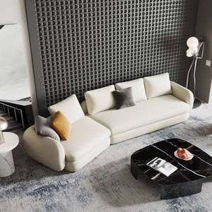 Juego de Sofás Curvos Estilo Crema Saint-Germain con Relleno de Esponja de Alta Densidad y Cubierta de Tela Compuesta <span class=keywords><strong>para</strong></span> Sala de Estar - Product Image 1