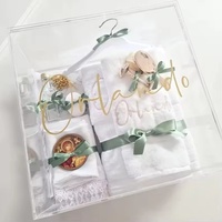 Boîte de baptême en acrylique gravée au laser personnalisée | Vitrine souvenir-Boîte de rangement rectangulaire transparente avec couvercle hermétique