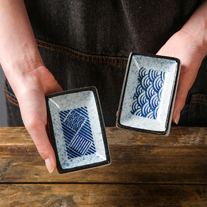 Plat de service rectangulaire XW de style japonais Qinghai, pour assaisonnements, sauces et hot pot, vaisselle commerciale, passe au micro-ondes, émaillé - Product Image 4