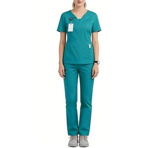 Tenue d'uniforme personnalisée avec logo, extensible 4 directions, ensemble 2 pièces col en V pour femmes et hommes avec poches, tenue d'infirmière unisexe pour hôpital, Sehe Fashion - Product Image 2
