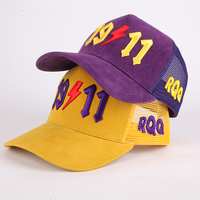 Gorra Trucker de 5 Paneles con Bordado 3D y Malla de Mezclilla, Gorra Personalizada de Gamuza Desgastada