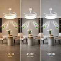 Ventilateur de plafond 42 pouces avec lampe LED 96W, kit d'éclairage 3 en 1, moteur réversible, télécommande 6 vitesses, pour salon, cuisine, intérieur