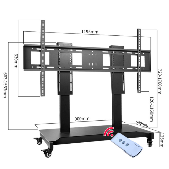 Factory Electric Remote Mobile TV Cart Motorized Height Adjustable TV Lift 52-100"