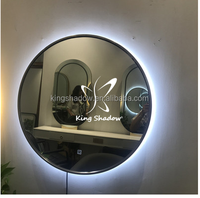 Miroir mural de salon de coiffure, miroir rond de salon avec lumière LED, mobilier de salon