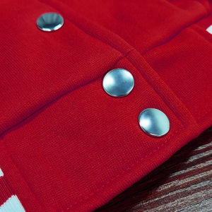 Women's 380 Gsm Baseball Fleece Cropped <b>Jacket</b> <b>Long</b> Sleeve Button Stand Collar PU <b>Leather</b> Custom Logo Printing for Autumn - Product Image 6